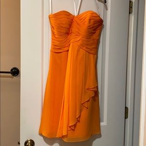 Shirt crinkle chiffon dress with front cascade